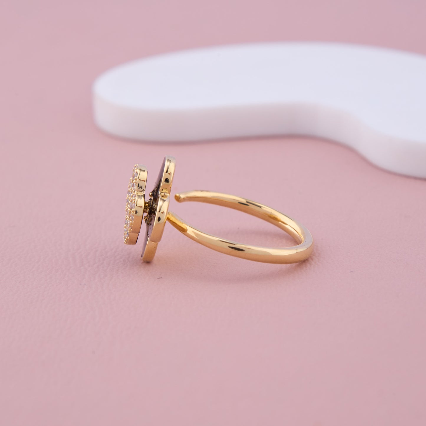 Black Clover Floral CZ Ring