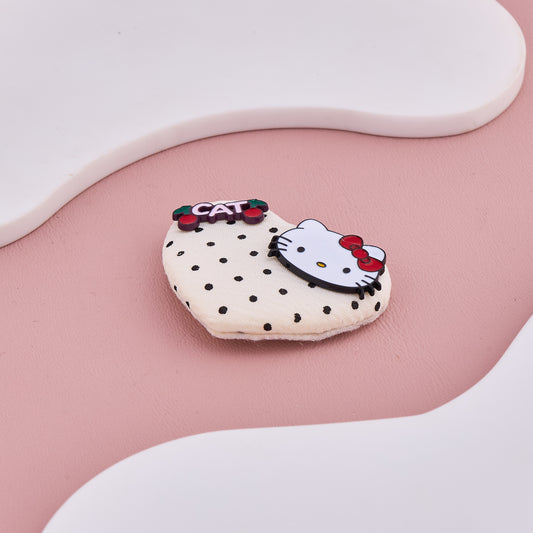Polka Heart Kitty Hair Clip