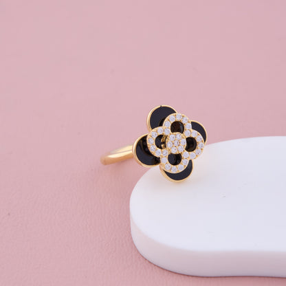Black Clover Floral CZ Ring
