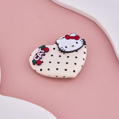 Polka Heart Kitty Hair Clip