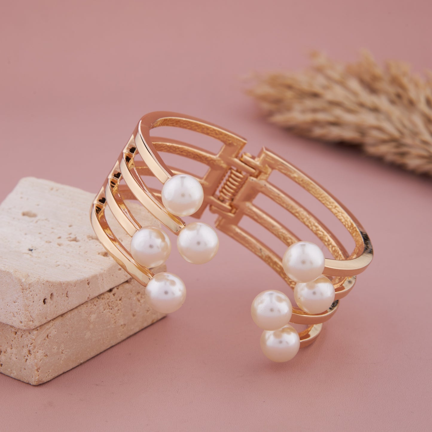Golden Pearl Charm Bracelet
