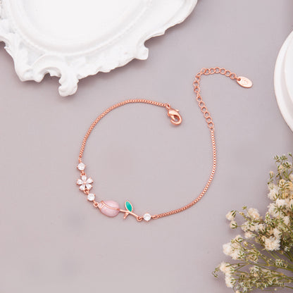 Stainless Steel Rose Gold Plated Wraparound Bracelet with American Diamonds