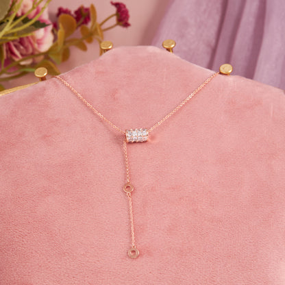 Rose Gold Crystal Bar Pendant Necklace for Chic Elegance