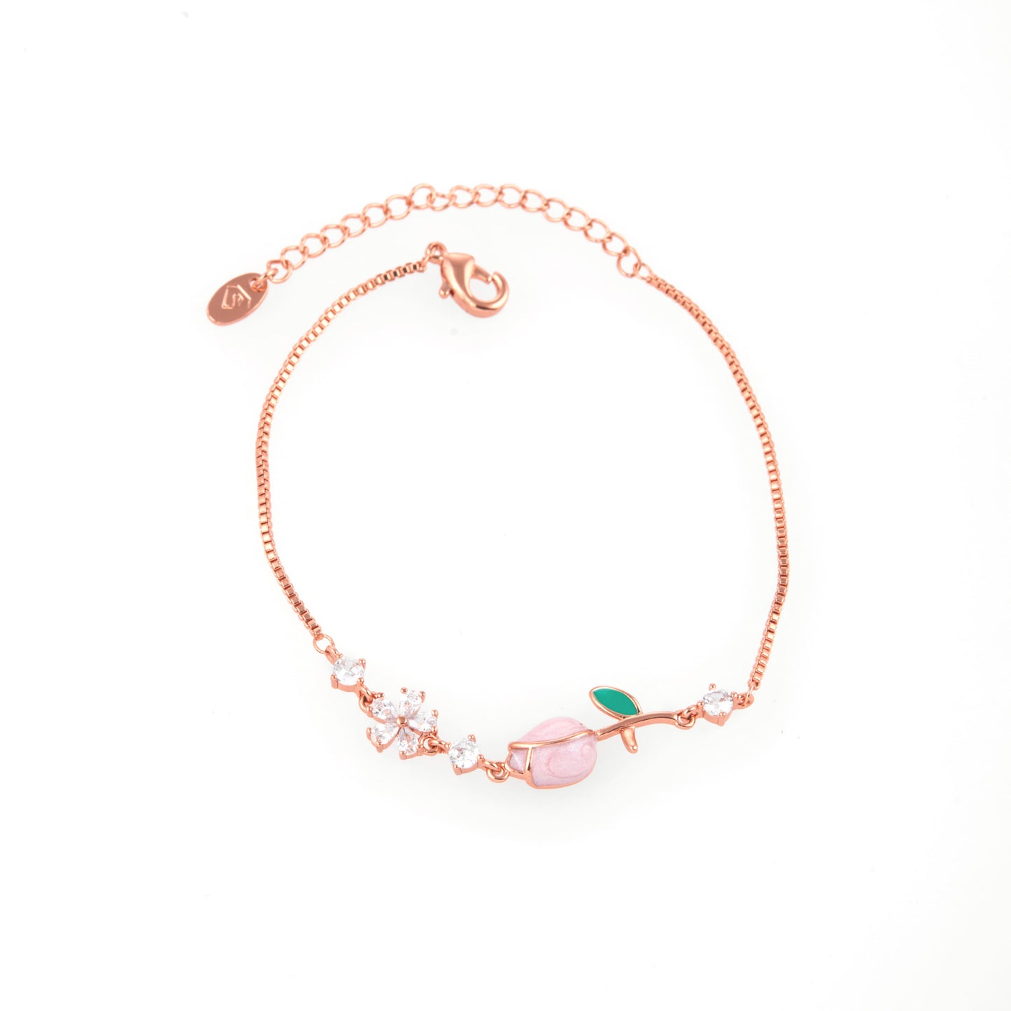 Stainless Steel Rose Gold Plated Wraparound Bracelet with American Diamonds