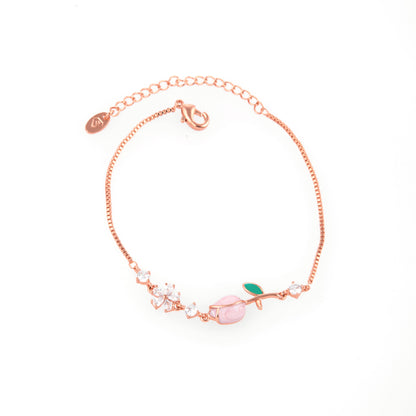 Stainless Steel Rose Gold Plated Wraparound Bracelet with American Diamonds