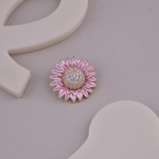 Pink Crystal Sunflower Brooch