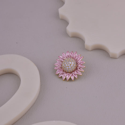 Pink Crystal Sunflower Brooch