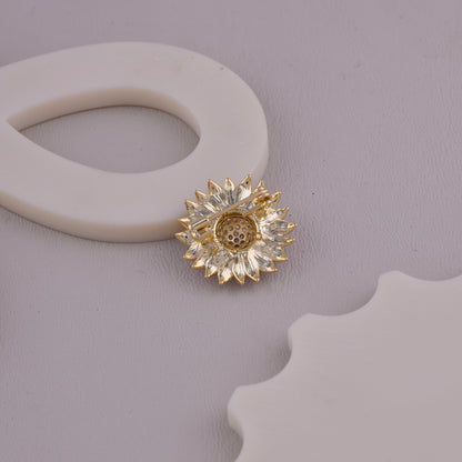 Pink Crystal Sunflower Brooch