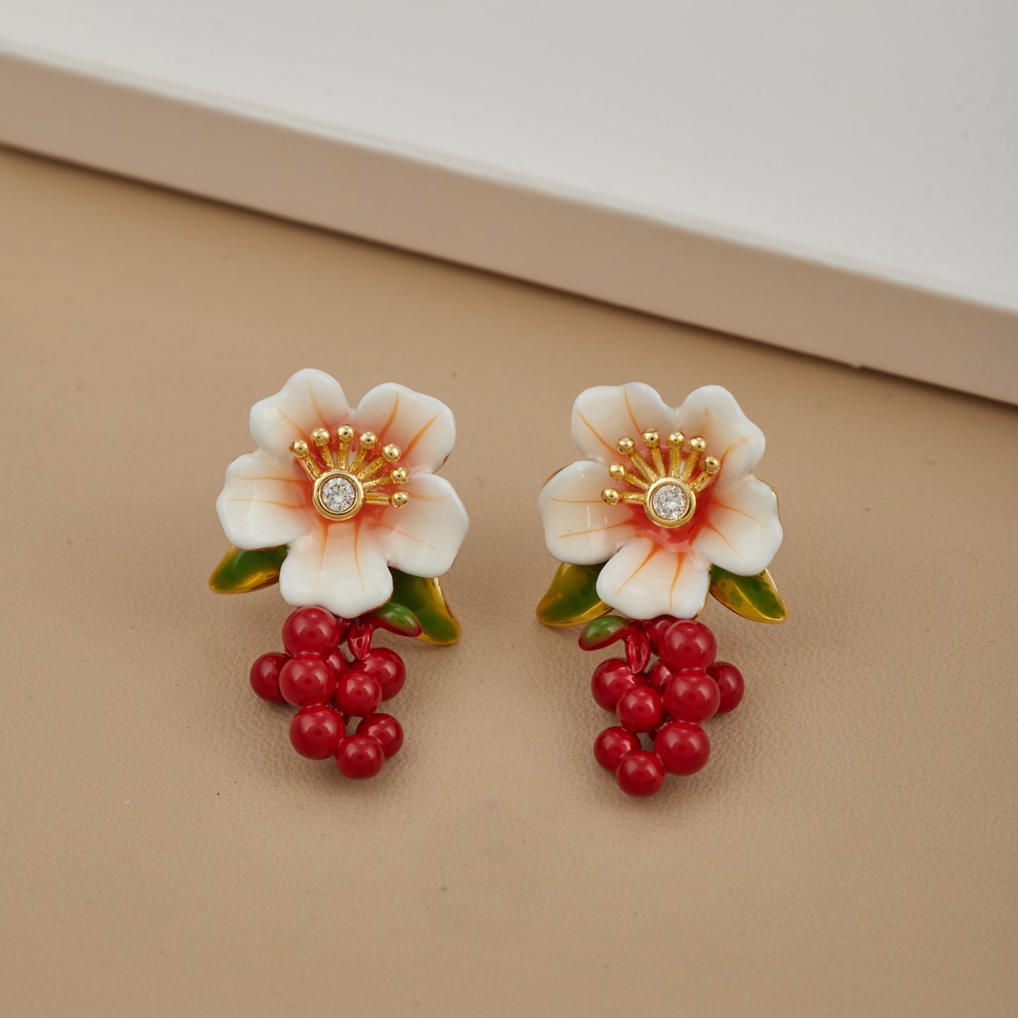 Floral Red Bead Earrings