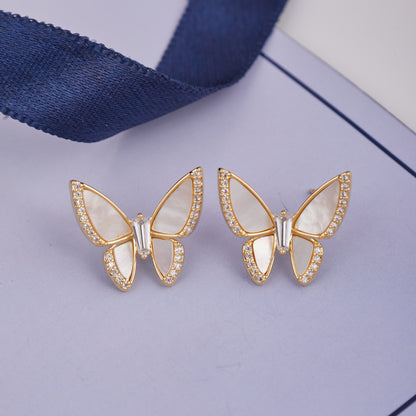Gold Butterfly Earrings with Diamonds