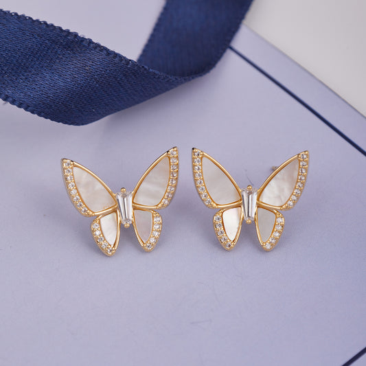 Gold Butterfly Earrings with Diamonds