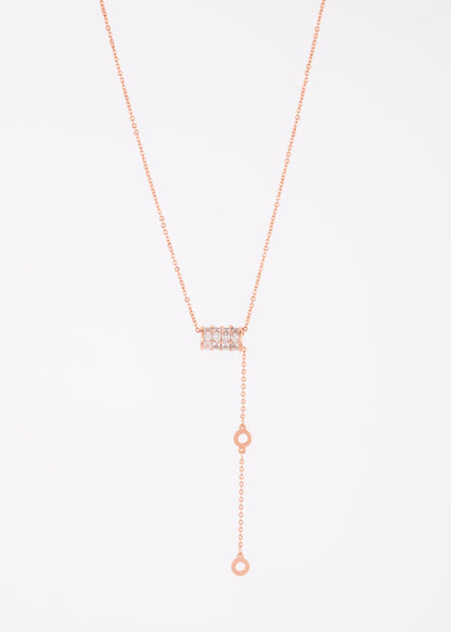 Rose Gold Crystal Bar Pendant Necklace for Chic Elegance