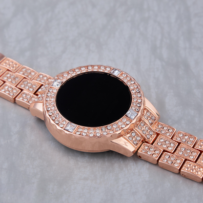 Crystal Studded Rose Gold Digital Watch for Women