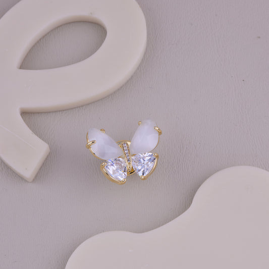 White Crystal Butterfly Brooch