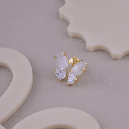 White Crystal Butterfly Brooch