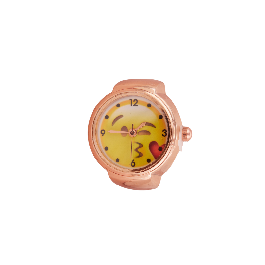 Rose Gold Ring Watch with Cute Emoji Yellow Dial for Women & Girls – GC Premium Jewellery