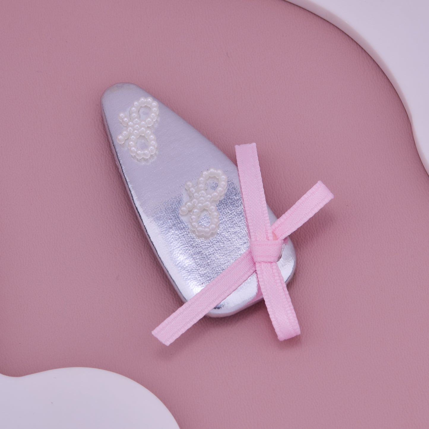 Silver Pearl Bow Baby Hair Clip