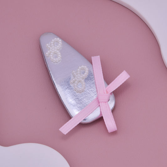 Silver Pearl Bow Baby Hair Clip