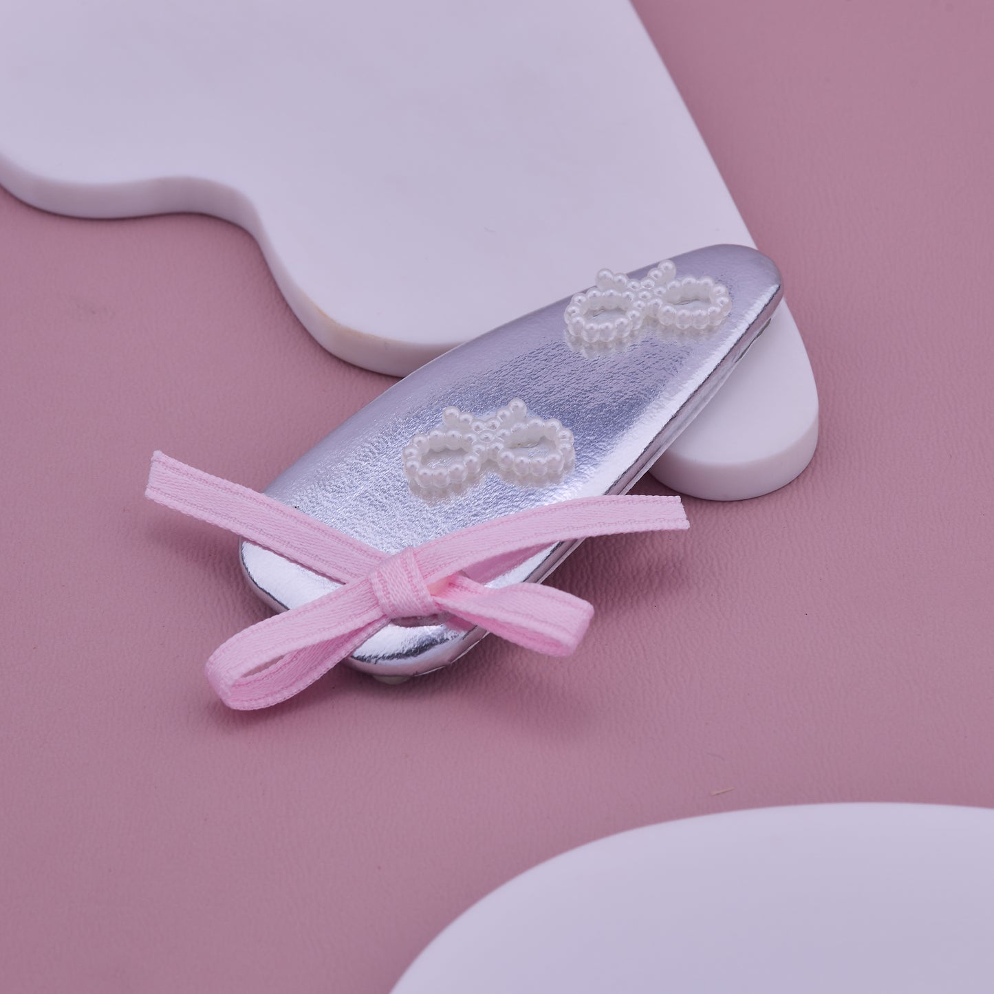 Silver Pearl Bow Baby Hair Clip