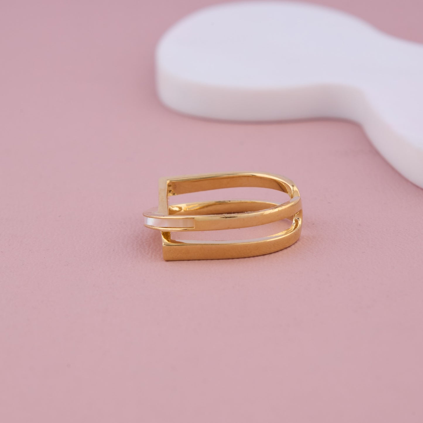 Gold Crossover Adjustable Ring with CZ Detailing