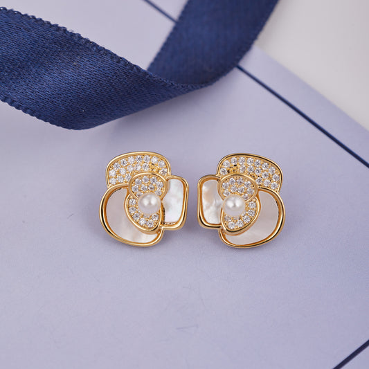 Pearl Blossom Stud Earrings