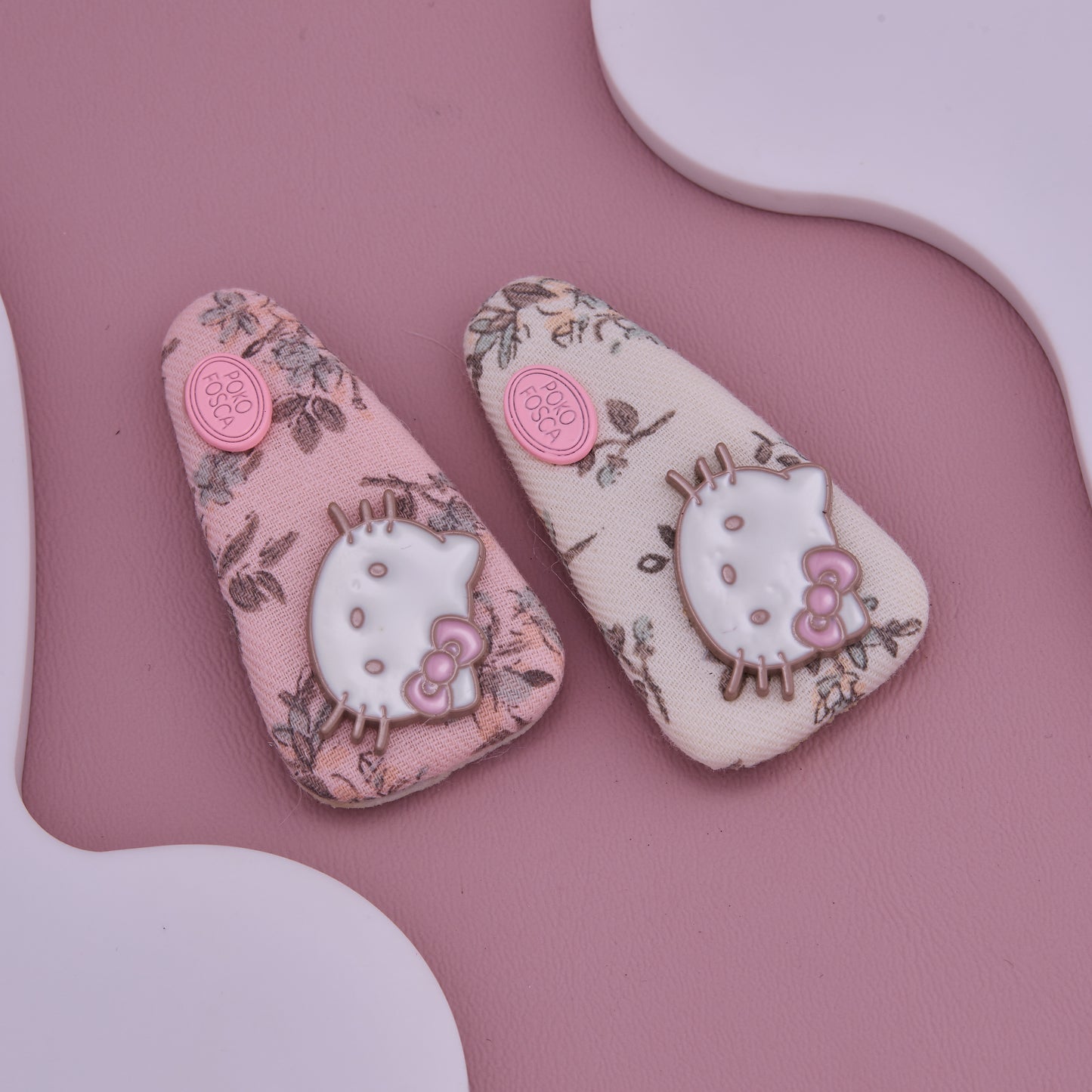 Floral Kitty Baby Hair Clips