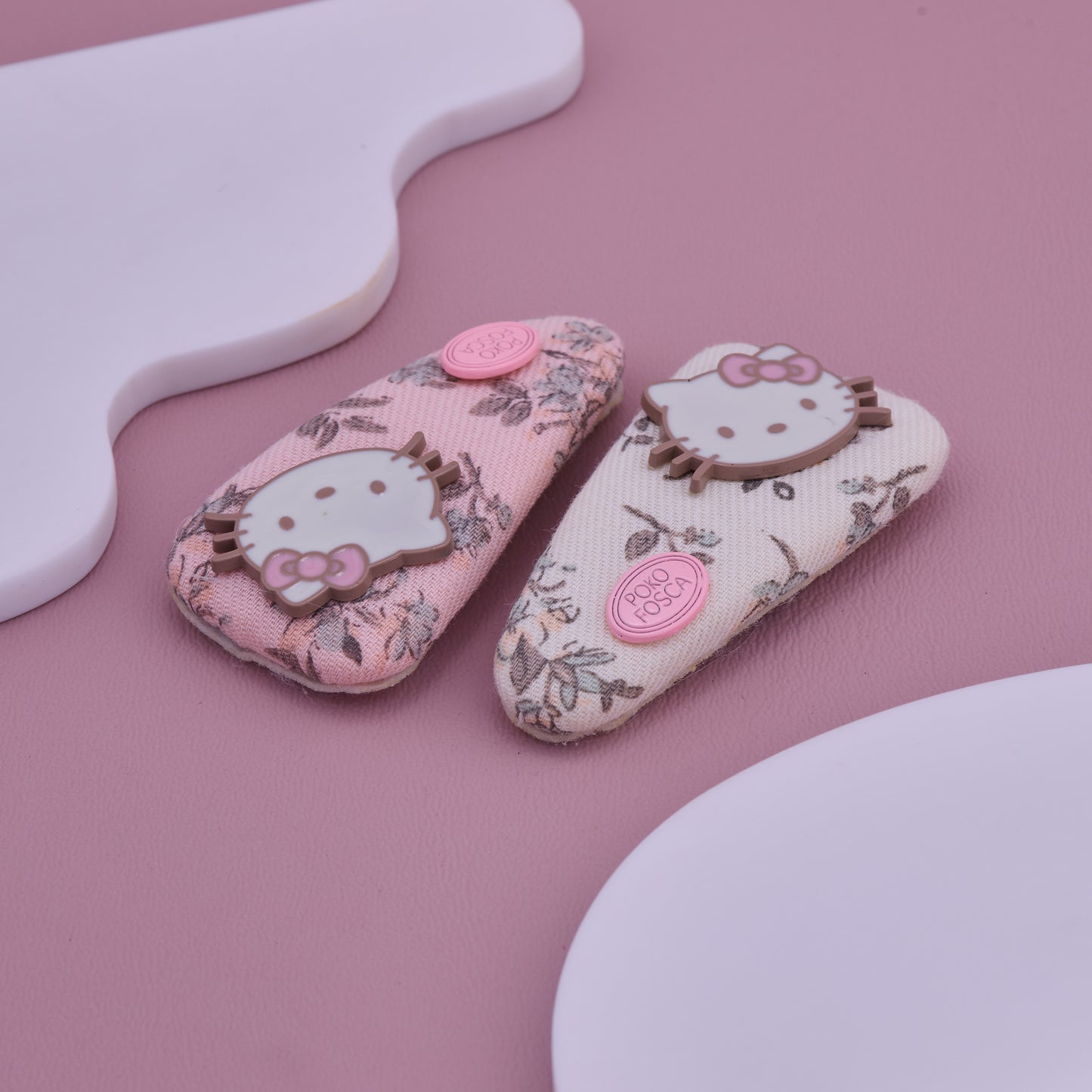 Floral Kitty Baby Hair Clips