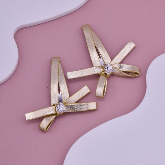 Golden Bow Baby Hair Clips