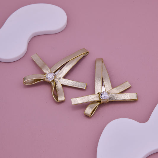 Golden Bow Baby Hair Clips