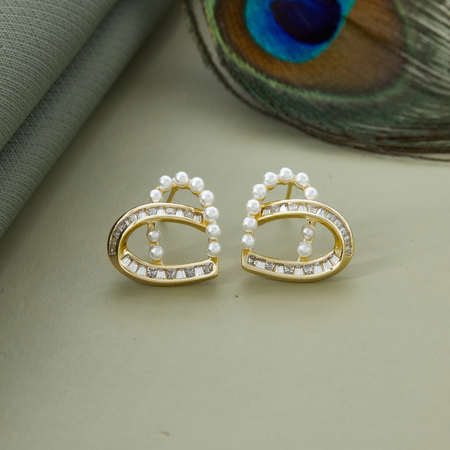 Pearl & Crystal Loop Earrings