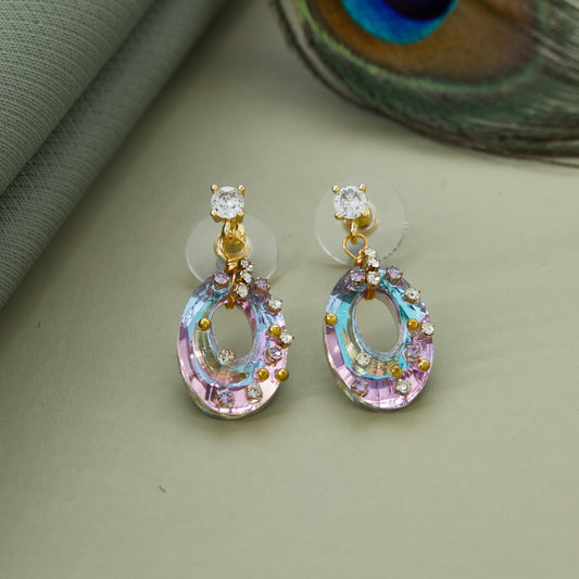 Multicolor Crystal Oval Drop Earrings