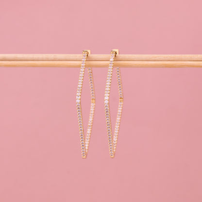Gold-Plated Diamond Cut Square Hoop Earrings