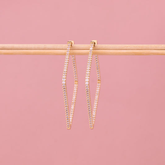 Gold-Plated Diamond Cut Square Hoop Earrings