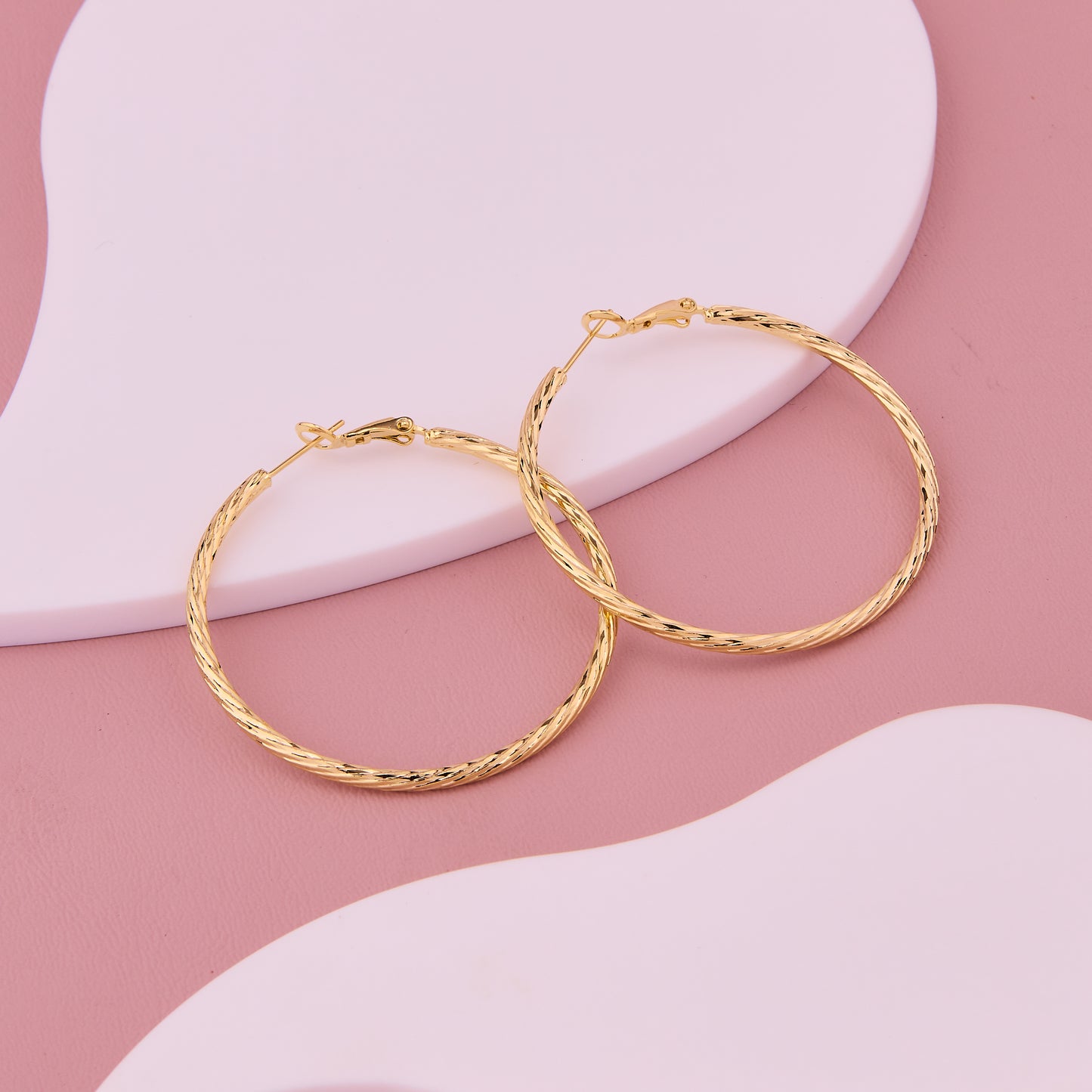 Golden Diamond-Cut Hoop Earrings