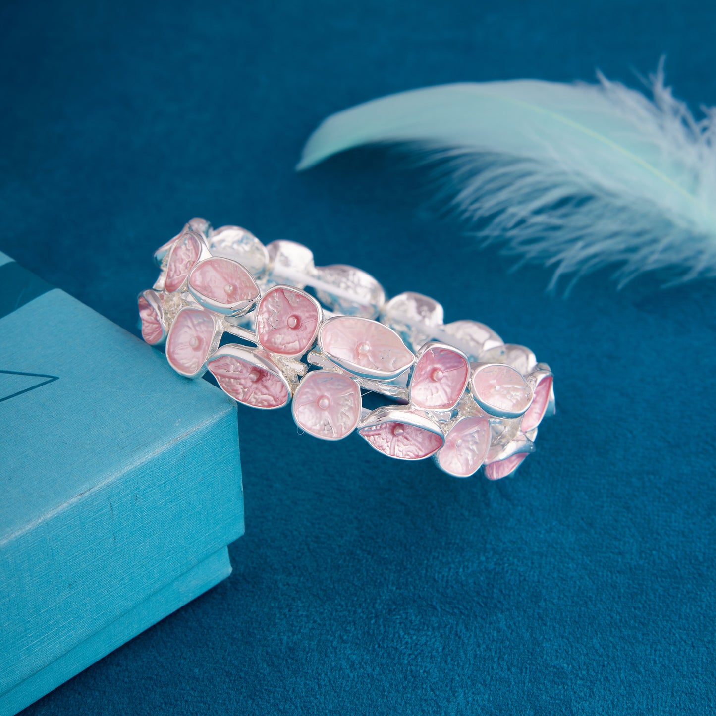 Pink Meenakari Silver Tone Bracelet for Women