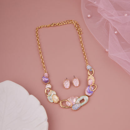 Multicolor Artistic Necklace & Earrings Set – Elegant Jewelry