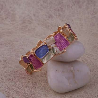 Abstract Multicolor Enamel Statement Bracelet for Women