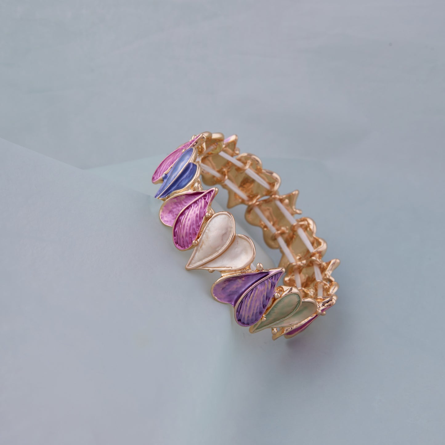 Multicolor Heart Charm Enamel Bracelet for Women