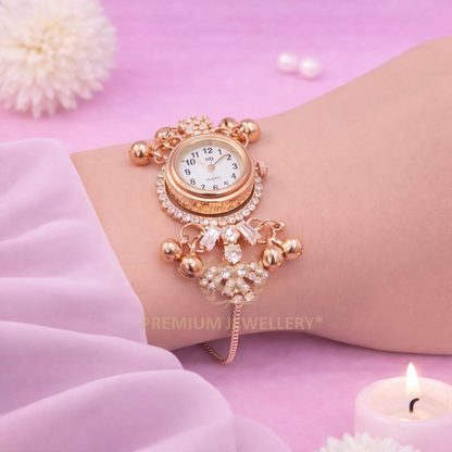 Ethnic Rose Gold Kashmiri Watch for Women Adjustable Chain
