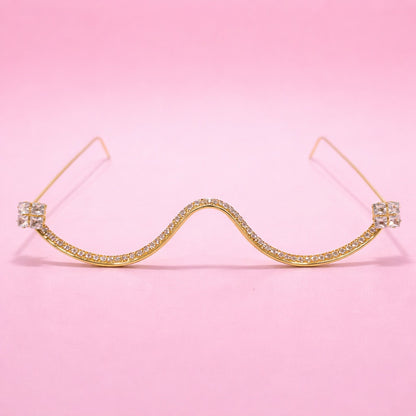 Wave Crystal Gold Plated Facelet with Square Stones for Girls and Women