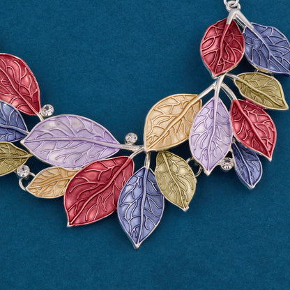 Multicolor Leaf Necklace Set with Earrings