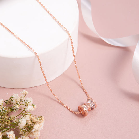 Timeless Rose Gold Hourglass Pendant Necklace
