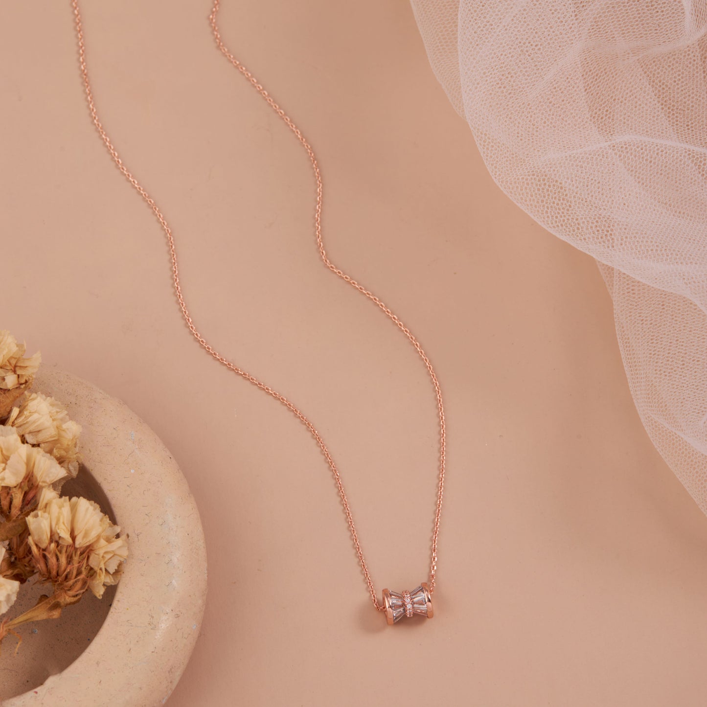 Timeless Rose Gold Hourglass Pendant Necklace