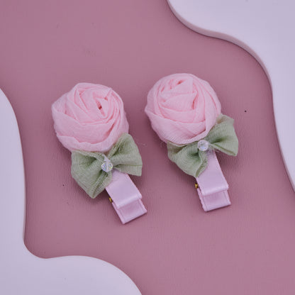 Pink Rose Baby Hair Clips