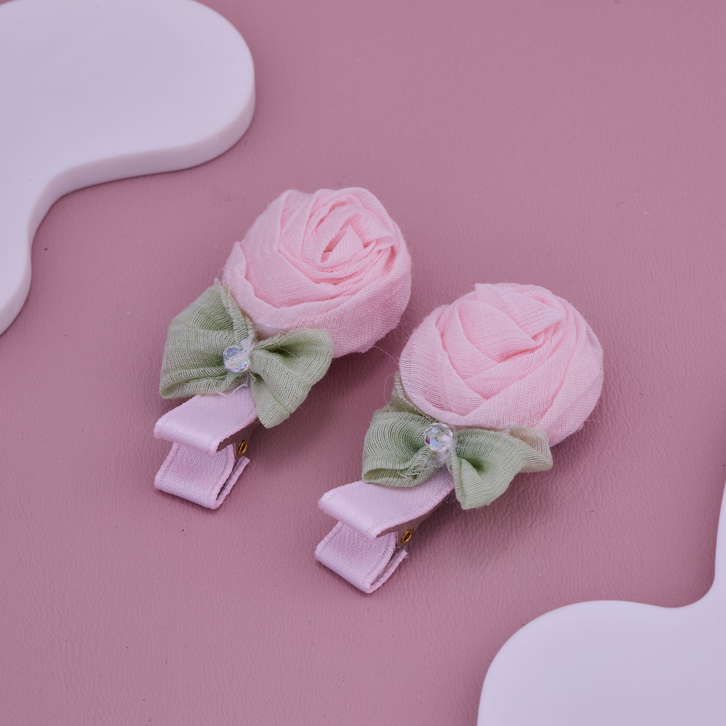 Pink Rose Baby Hair Clips