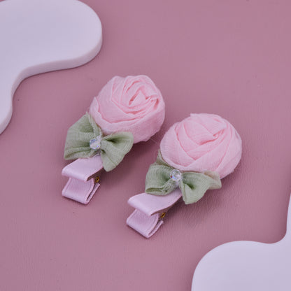 Pink Rose Baby Hair Clips