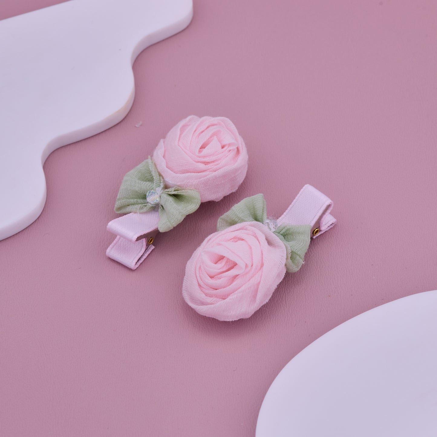 Pink Rose Baby Hair Clips