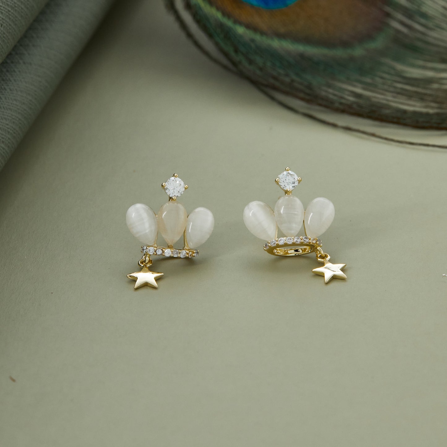 Crown and Star Drop Earrings
