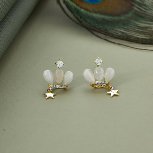 Crown and Star Drop Earrings