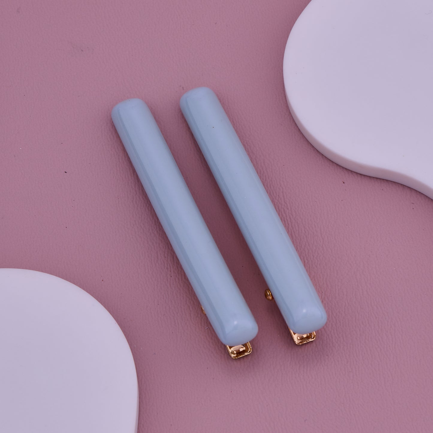 Sky Blue Glossy Hair Clips